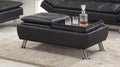 Asia Direct 8633-BK Black faux leather accented stitching tufted flip top tray ottoman