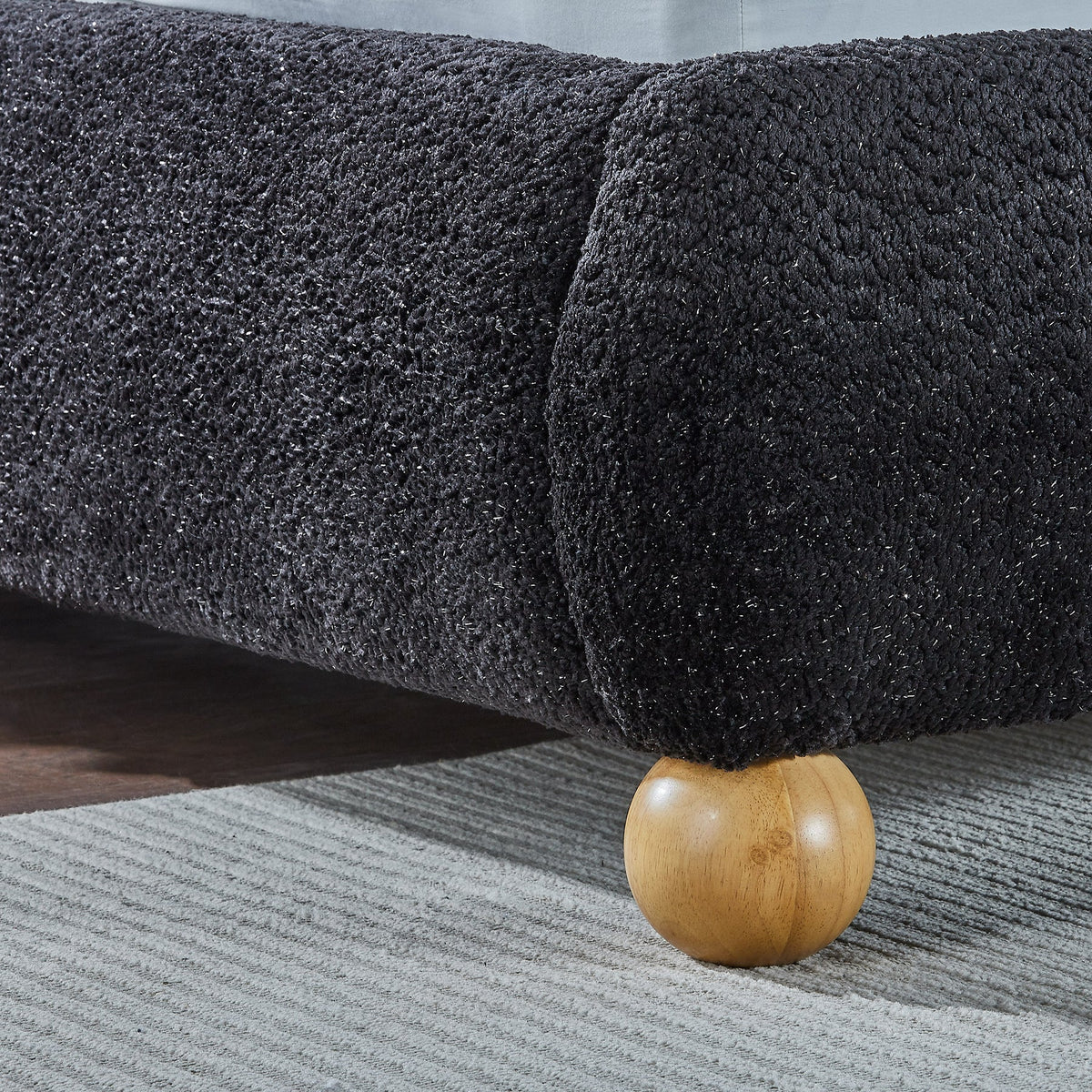 Black Glitter Fabric Tufted Queen Low Rise Platform Bed – 8646-Q