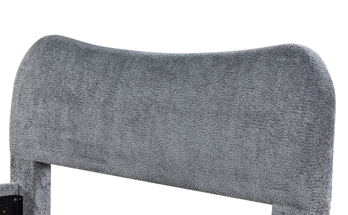 Grey Glitter Fabric Tufted Queen Low Rise Platform Bed – 8647-Q