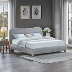 Grey Glitter Fabric Tufted Queen Low Rise Platform Bed – 8647-Q