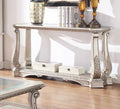 Acme 86933 Rosodrf park forsyth northville antique silver finish wood glass top sofa entry hall console table