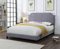 Light Grey Velvet Curved End Nailhead Trim Accents Padded Queen Bed Low Rise – 8732-Q