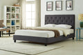 Dark Grey Linen Tufted Padded Queen Bed Low Rise – 8734-Q
