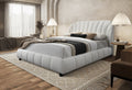 Bedrosian Cream Teddy Bear Fabric Channel Tufted Queen Bed with Dark Legs – 8741-Q