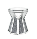 Acme 88062 Glam noralie mirrored pedestal end table plant stand multi sided shaped faux diamond accents