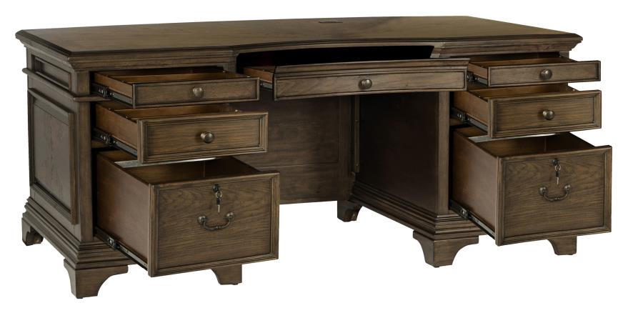 Coaster 881281 Canora grey parthenia Hartshill burnished oak finish wood grand style desk set for your home or office
