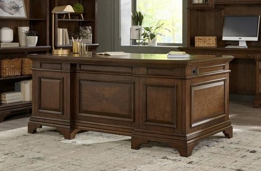 Coaster 881281 Canora grey parthenia Hartshill burnished oak finish wood grand style desk set for your home or office