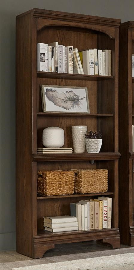 Coaster 881285 Canora grey parthenia Hartshill burnished oak finish wood grand style bookcase for your home or office