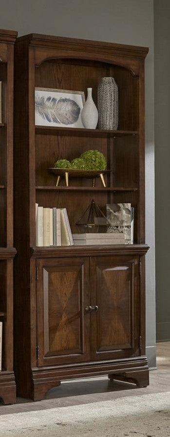 Coaster 881286 Canora grey parthenia Hartshill burnished oak finish wood grand style bookcase with cabinet for your home or office