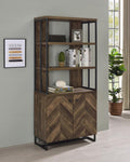 Coaster 882093 Ivy bronx hoopes millbrook rustic oak herringbone finish wood gunmetal frame book shelf