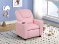 88855 Marisa 23" wide pink faux leather kids size youth recliner chair with cup holders