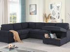 89139 4 pc Selene dark grey woven fabric sectional sofa with pop up sleep area and storage chaise