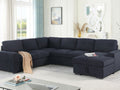 89139 4 pc Selene dark grey woven fabric sectional sofa with pop up sleep area and storage chaise