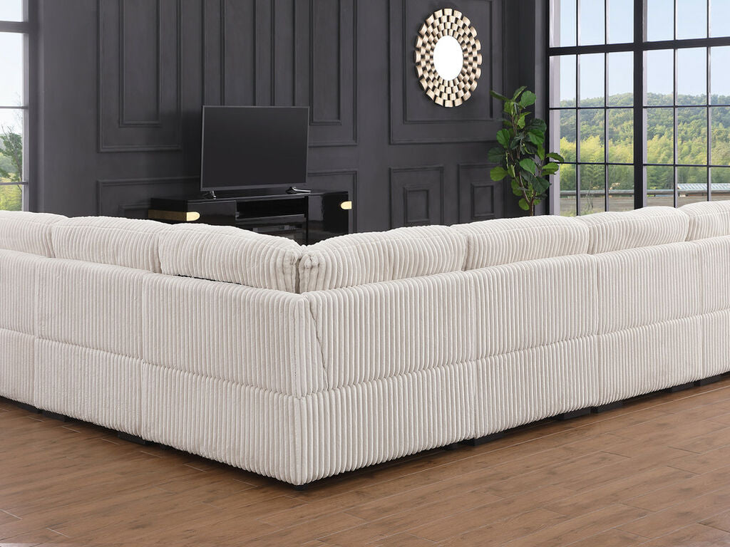 89160 6 pc Nadine beige wide corduroy fabric modular sectional sofa set with chaise