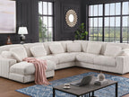 89160 6 pc Nadine beige wide corduroy fabric modular sectional sofa set with chaise