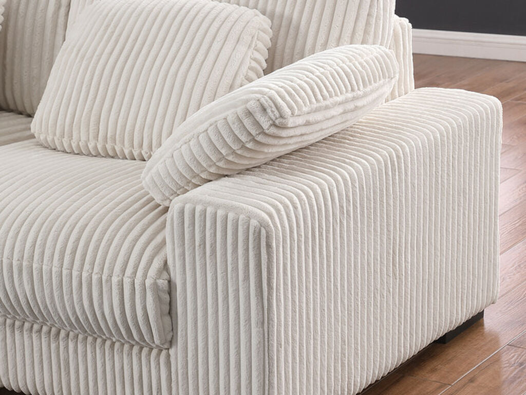 89160 6 pc Nadine beige wide corduroy fabric modular sectional sofa set with chaise