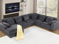89161 6 pc Nadine dark grey wide corduroy fabric modular sectional sofa set with chaise