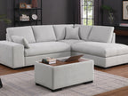 89294 3 pc Joshua beige woven fabric 100" sectional sofa set with chaise and ottoman table