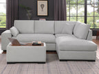 89294 3 pc Joshua beige woven fabric 100" sectional sofa set with chaise and ottoman table