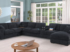 89295 6 pc Celine dark grey chenille fabric modular sectional sofa set with chaise and consoles with USB charging