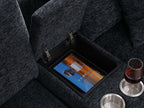 89295 6 pc Celine dark grey chenille fabric modular sectional sofa set with chaise and consoles with USB charging