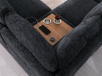 89295 6 pc Celine dark grey chenille fabric modular sectional sofa set with chaise and consoles with USB charging