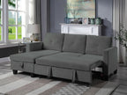 89332-DG Ivy dark grey velvet 81.5" reversible storage chaise pop up sleep area sectional sofa