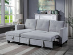 89332-LG Ivy light grey velvet 81.5" reversible storage chaise pop up sleep area sectional sofa