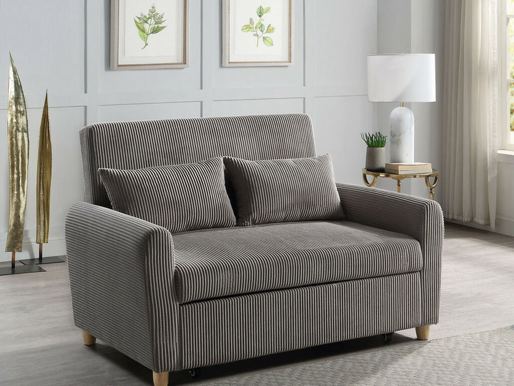 89335 Justine brown corduroy fabric 54" pop up sleep area sofa sleeper