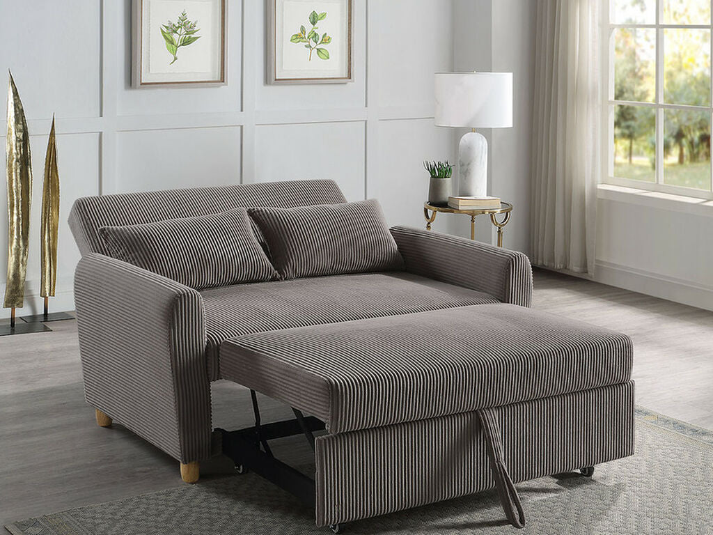 89335 Justine brown corduroy fabric 54" pop up sleep area sofa sleeper