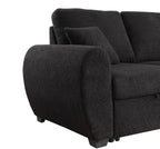 89336 Veronica black teddy bear fleece fabric pop up sleep area reversible storage chaise sectional sofa
