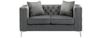 89715-SL 2 pc Lorreto grey velvet tufted fabric sofa and love seat set with nail head trim accents