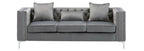 89715-SL 2 pc Lorreto grey velvet tufted fabric sofa and love seat set with nail head trim accents