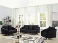 89721 2 pc Sofia black velvet fabric diamond pattern sofa and love seat set with metal legs