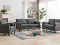 89728 2 pc Damian grey woven fabric sofa and love seat set with dark brown wood legs