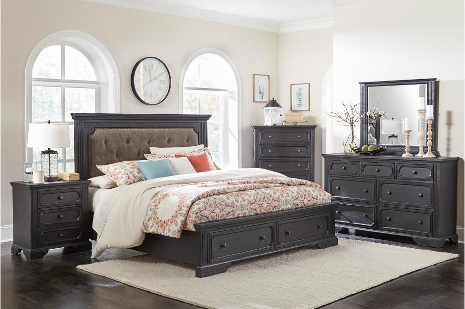 Homelegance 1647-4PC 4 pc Darby home co bolingbrook charcoal finish wood bedroom set with drawers