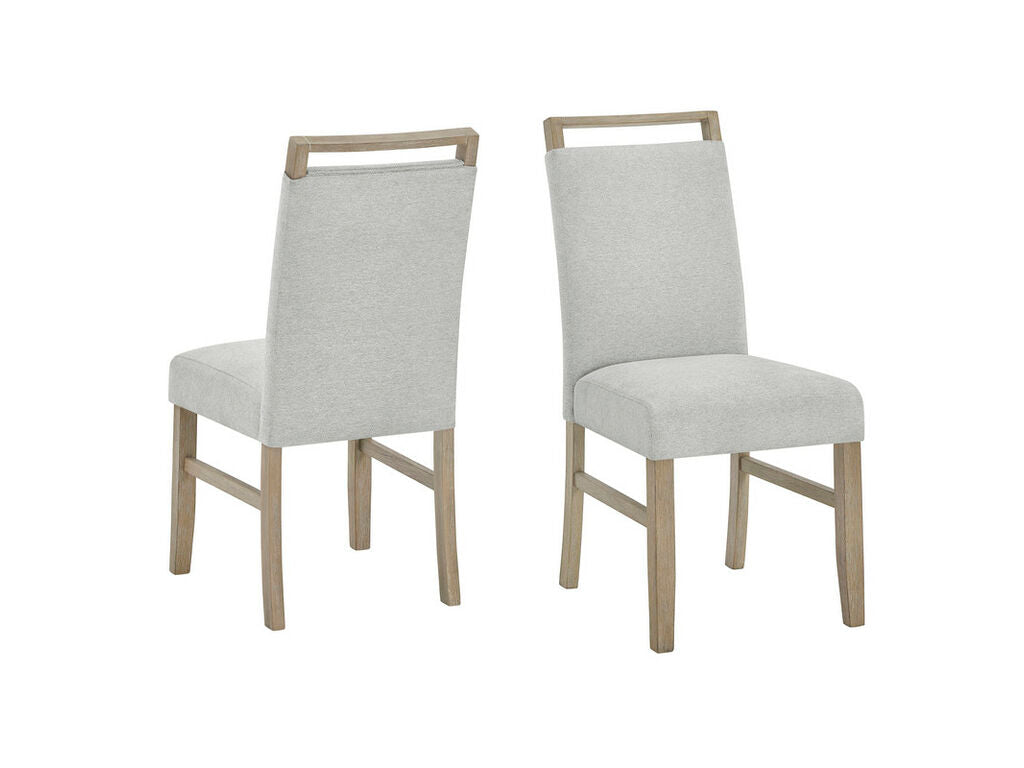 30060-2-7PC 7 pc Tabitha light oak finish wood 66" white faux marble top dining table set