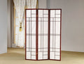 Coaster 900110 Charlton home bristol 3 panel mahogany finish wood room divider shoji screen with geometric pattern