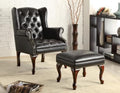 Coaster 900262 Darby home co mcminn black faux leather wing back tufted chair and ottoman