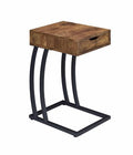 Coaster 900577 Union rustic loyd antique nutmeg finish wood top and gunmetal finish metal frame chair side slide under sofa table