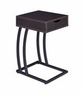 Coaster 900578 Union rustic loyd espresso finish wood top and gunmetal finish metal frame chair side slide under sofa table