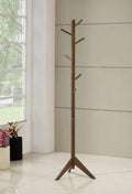 Coaster 900633 Mid century modern brown finish wood 6 peg modern slim coat rack