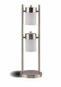 Coaster 900732 Casual style chrome finish metal swivel table lamp with frosted shades