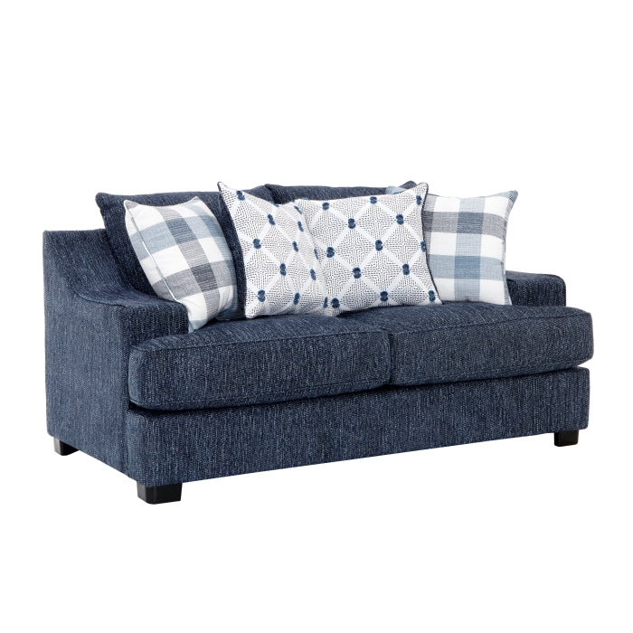 Homelegance 9008BUE-2PC 2 pc Maritime blue chenille textured fabric sofa and love seat set