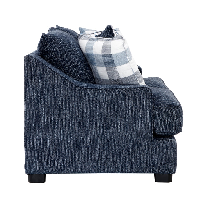 Homelegance 9008BUE-2PC 2 pc Maritime blue chenille textured fabric sofa and love seat set