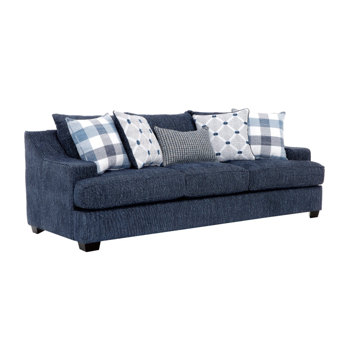 Homelegance 9008BUE-2PC 2 pc Maritime blue chenille textured fabric sofa and love seat set