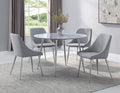9011-5PC 5 pc Vesper chrome finish metal legs 45" round white faux marble top dining table set