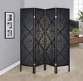 Coaster 901632 World menagerie elayna 4 panel black finish wood frame shoji screen room divider with damask pattern print