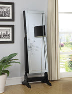 Coaster Hardy Black Wood Free Standing Cheval Mirror with Built-In Jewelry Cabinet – 901828