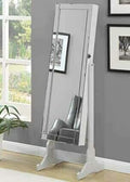 Coaster 901866 Mercer 41 hardy dove grey finish wood free standing cheval mirror with built in jewelry cabinet armoire